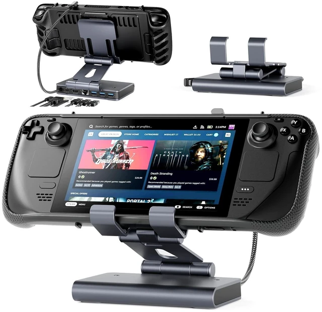 Main image of 6-in-1 Gaming Docking Station for Steam Deck, Adjustable Stand with 4K@60Hz HDMI, Gigabit Ethernet, USB-A 3.0 Ports & PD Fast Charging, Portable Dock for ROG Ally, Legion Go, iPad and Phones