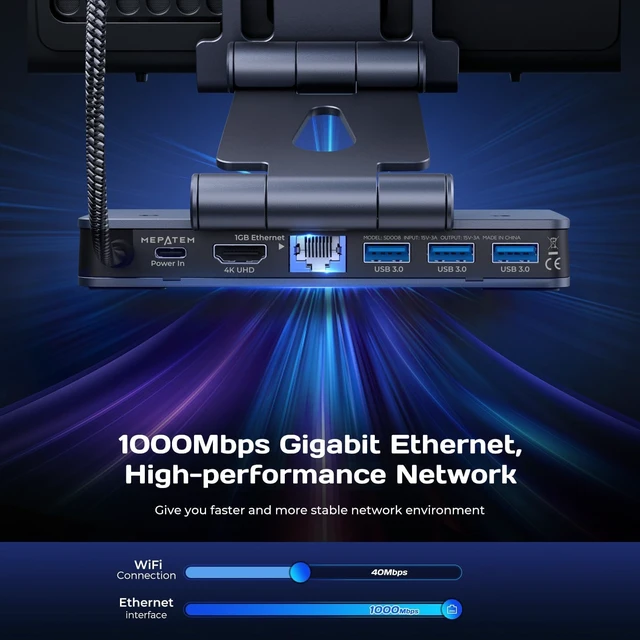 Alt view image 6 of 7 - 6-in-1 Gaming Docking Station for Steam Deck, Adjustable Stand with 4K@60Hz HDMI, Gigabit Ethernet, USB-A 3.0 Ports & PD Fast Charging, Portable Dock for ROG Ally, Legion Go, iPad and Phones