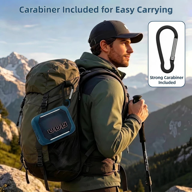 Alt view image 2 of 7 - Magnetic Silicone Case for JBL Go 5 Ultra Portable Speaker with Carabiner, Heavy Duty Protective Cover with Strong Built-in Magnet (Only Case) (Blue)
