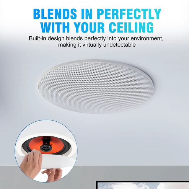 Alt view image 2 of 7 - 4-Inch Bluetooth Ceiling Speaker System with A 2-Channel Wall Amplifier,240W Max Power Output Pair - Perfect for Clear Sound in Living Room, Office, Kitchen, Basement & Covered Patio