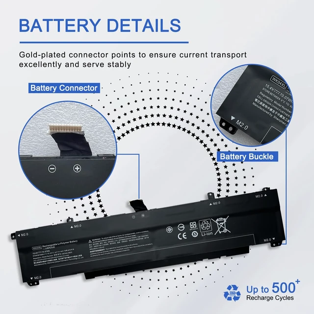 Alt view image 5 of 6 - WK04XL 70.07Wh Laptop Battery Compatible with HP Victus 16-e 16-E0002SL 16-d 15-f 16-D0023DX 16-D1113TX 16-D0000NC 16-D0001UR OMEN 16-b 16-c Series HSTNN-WB0B M38822-1D1 HSTNN-IB9V HSTNN-OB2C 15.4V