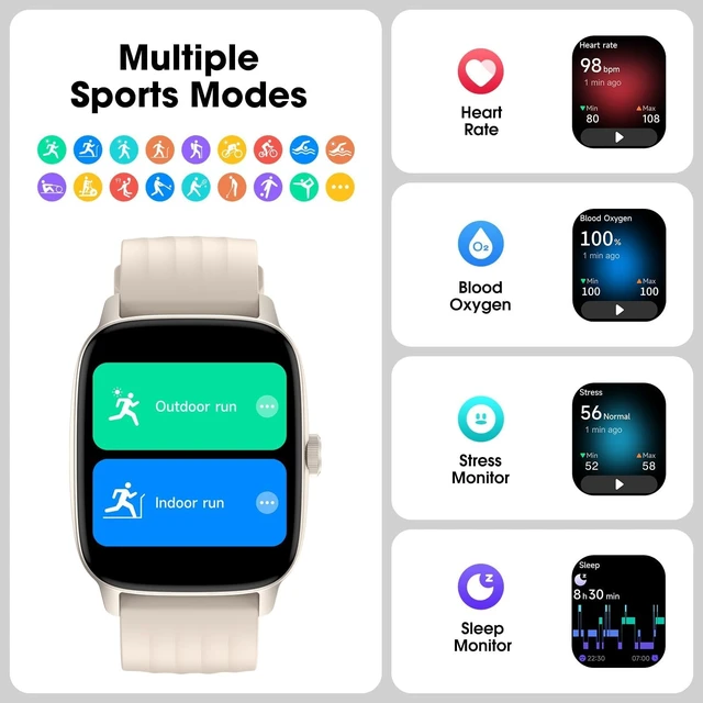 Alt view image 4 of 7 - Senior-Friendly Pedometer Watch, No App or Phone Required, Step Counter 1.85" Display, IP68 Water Resistance, Alarm, Heart Rate, SpO2 & Sleep Tracking