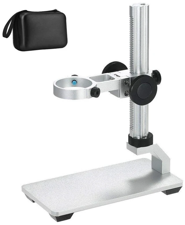 Main image of Aluminum Alloy Stand Holder for USB/Wi-Fi Digital Microscope, Universal Diameter Metal Mount with Microscope Carrying Case