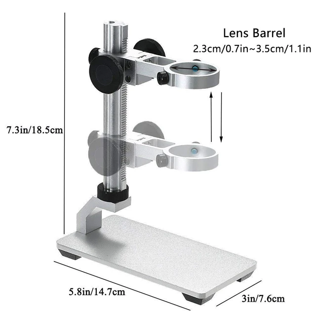 Alt view image 3 of 7 - Aluminum Alloy Stand Holder for USB/Wi-Fi Digital Microscope, Universal Diameter Metal Mount with Microscope Carrying Case