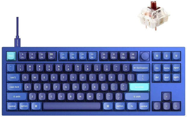 Main image of Q3 TKL Wired Custom Mechanical Keyboard with Knob, Blue Hot-swappable Gateron G Pro Brown switches, QMK/VIA programmable, double-gasket design, compatible with Mac/Windows/Linux