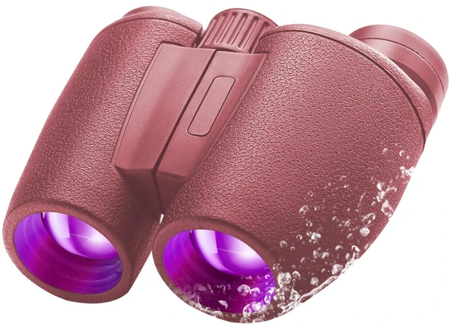 Main image of 8x30 Red Compact Binoculars for Adults & Kids High Power, Waterproof, Bird-Watching Hiking Travel