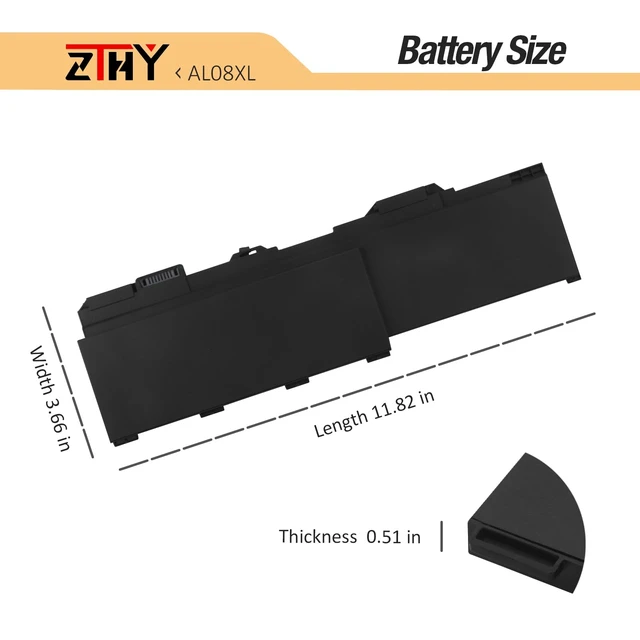 Alt view image 7 of 7 - 94Wh AL08XL Laptop Battery Replacement for HP ZBook Fury 15 G7 G8 Series Fury 17 G7 G8 Mobile Workstation Series AL08094XL L86212-001 HSTNN-OB1S HSTNN-IB9N L86155-AC1 L86155-1C1 L86212-001 15.44V