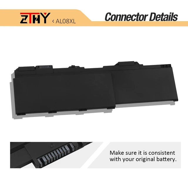 Alt view image 4 of 7 - 94Wh AL08XL Laptop Battery Replacement for HP ZBook Fury 15 G7 G8 Series Fury 17 G7 G8 Mobile Workstation Series AL08094XL L86212-001 HSTNN-OB1S HSTNN-IB9N L86155-AC1 L86155-1C1 L86212-001 15.44V