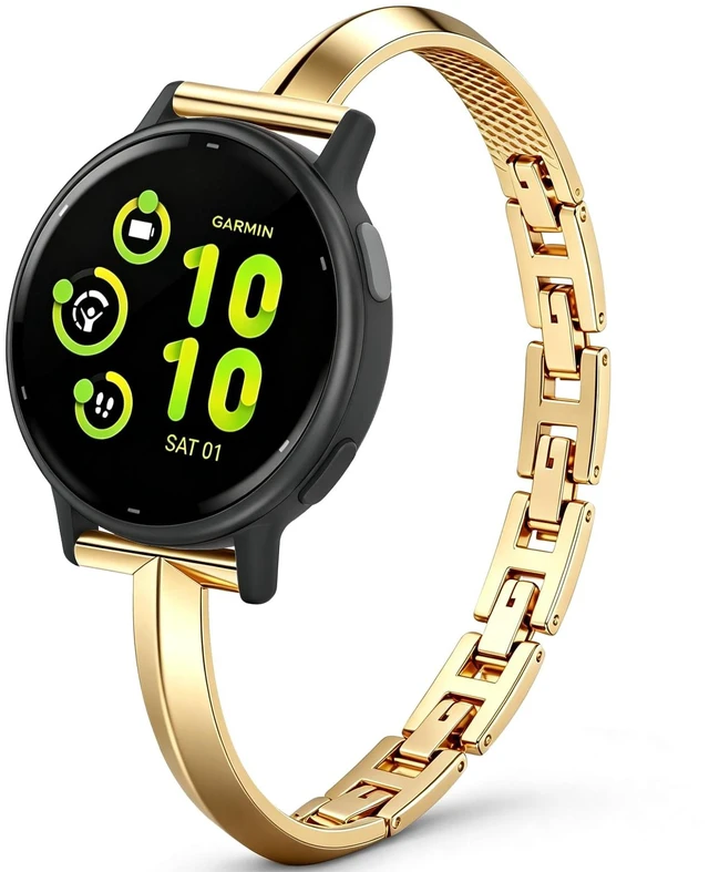 Main image of Thin Metal Strap Compatible with Garmin Vivoactive 6 Watch Bands/Vivoactive 5/3/3 Music, 20mm Slim Dressy Stainless Steel Bracelet for Approach S50 S44 S42 S40/Venu Sq 2/Forerunner 165/55