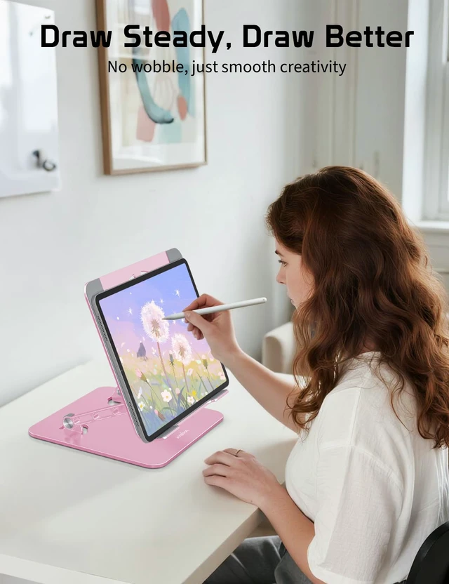 Alt view image 6 of 7 - Adjustable Aluminum Laptop Stand for Desk,Ergonomic Riser, Pink Open Ventilated Design, Fits MacBook Pro/Air & 10"-16" Laptops, Stable Support for Office, Home & Travel