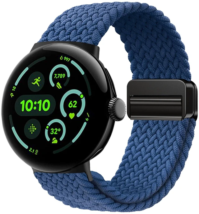 Main image of Nylon Braided Bands Compatible with Google Pixel Watch 5/4/3/2/1 41mm 45mm Upgraded Magnetic Clasp Connector, Breathable Adjustable Stretchy Sport Replacement Straps for Pixel Watch 5 Band Men Women
