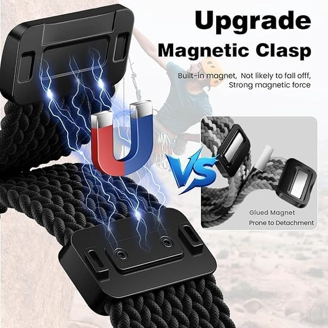 Alt view image 4 of 7 - Nylon Braided Bands Compatible with Google Pixel Watch 5/4/3/2/1 41mm 45mm Upgraded Magnetic Clasp Connector, Breathable Adjustable Stretchy Sport Replacement Straps for Pixel Watch 5 Band Men Women