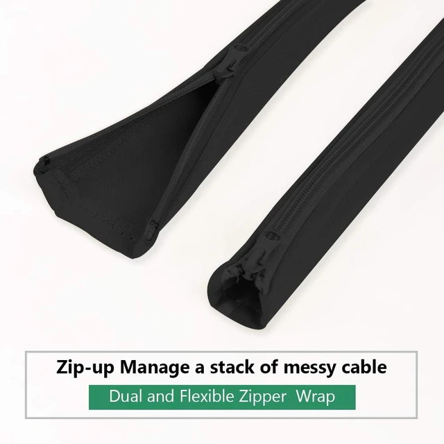 Alt view image 3 of 7 - Cable Management Sleeves for Wires 19 Inch, 4 Pieces -Black Cord Management System Wrap Cover Organizer with Zipper, Wire Hider Protector for TV, PC Computer, Office, Home Entertainment