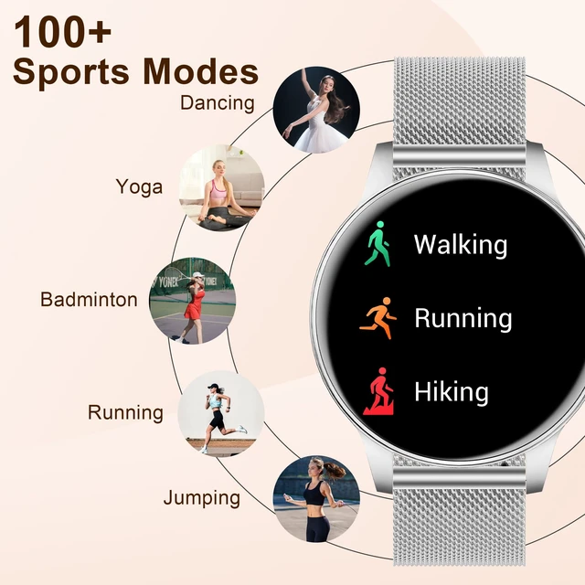 Alt view image 5 of 7 - Smart Watches for Women (iPhone/Android), 3 Bands, 1.27" HD Round Fitness Watch Make and Answer Calls, IP68 Waterproof, Heart Rate/Sleep Monitor, 110+ Sports Modes, Lightweight, Silver