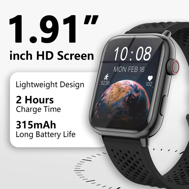 Alt view image 2 of 7 - 1.91" Smart Watch, Fitness Tracker, 3 Bands (1 Metal & 2 Silicone) Premium Smartwatch for Men Women: Bluetooth Call, Heart Rate Sleep SpO2 Monitor, 315mAh Battery, 100+ Sports, iOS Android