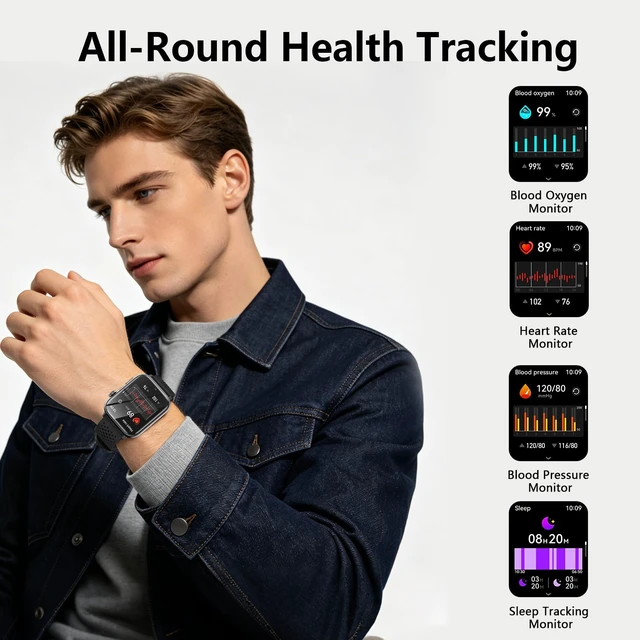 Alt view image 4 of 7 - 1.91" Smart Watch, Fitness Tracker, 3 Bands (1 Metal & 2 Silicone) Premium Smartwatch for Men Women: Bluetooth Call, Heart Rate Sleep SpO2 Monitor, 315mAh Battery, 100+ Sports, iOS Android