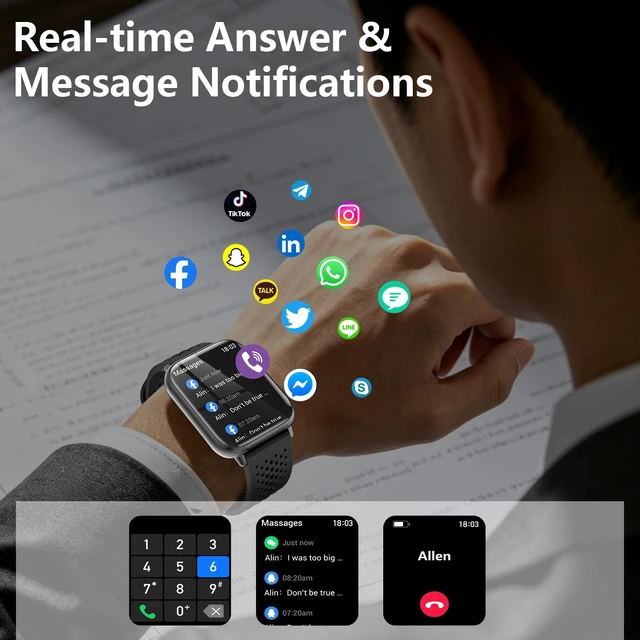 Alt view image 7 of 7 - 1.91" Smart Watch, Fitness Tracker, 3 Bands (1 Metal & 2 Silicone) Premium Smartwatch for Men Women: Bluetooth Call, Heart Rate Sleep SpO2 Monitor, 315mAh Battery, 100+ Sports, iOS Android