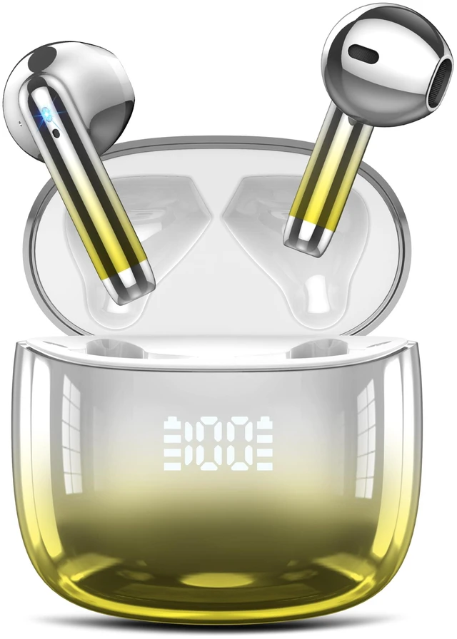 Main image of Wireless Earbuds, Bluetooth Headphones 48H Playtime Ear Buds with LED Power Display, IPX7 Waterproof Bluetooth 5.4 Earphones in-Ear Earbuds with 4 Mic for Android iOS Cell Phone Laptop (Yellow)