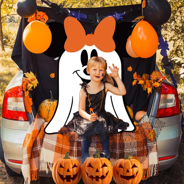 Alt view image 3 of 6 - Halloween Trunk or Treat Decorations,Mouse Theme Ghost Trunk or Treat Backdrop for Halloween Car SUV Truck Garage Door Archway Decorations