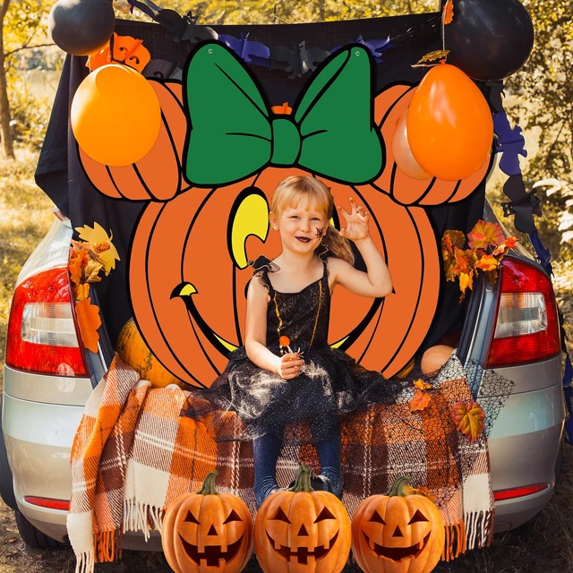 Alt view image 3 of 7 - Halloween Trunk or Treat Decorations,Mouse Theme Pumpkin Trunk or Treat Backdrop for Halloween Car SUV Truck Garage Door Archway Decorations