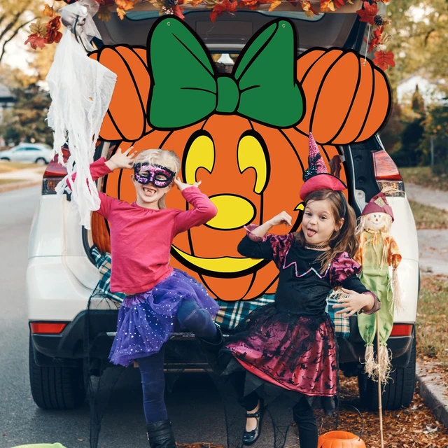 Alt view image 6 of 7 - Halloween Trunk or Treat Decorations,Mouse Theme Pumpkin Trunk or Treat Backdrop for Halloween Car SUV Truck Garage Door Archway Decorations