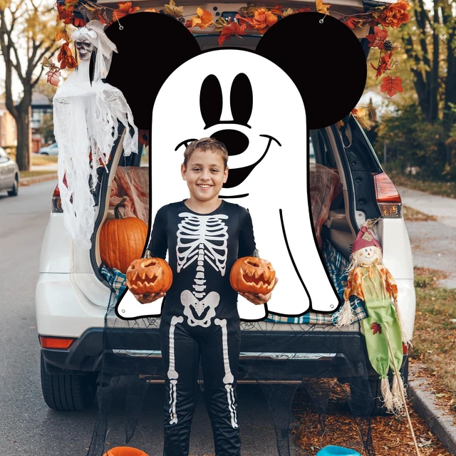 Alt view image 3 of 6 - Halloween Trunk or Treat Decorations,Mouse Theme Ghost Trunk or Treat Backdrop for Halloween Car SUV Truck Garage Door Archway Decorations