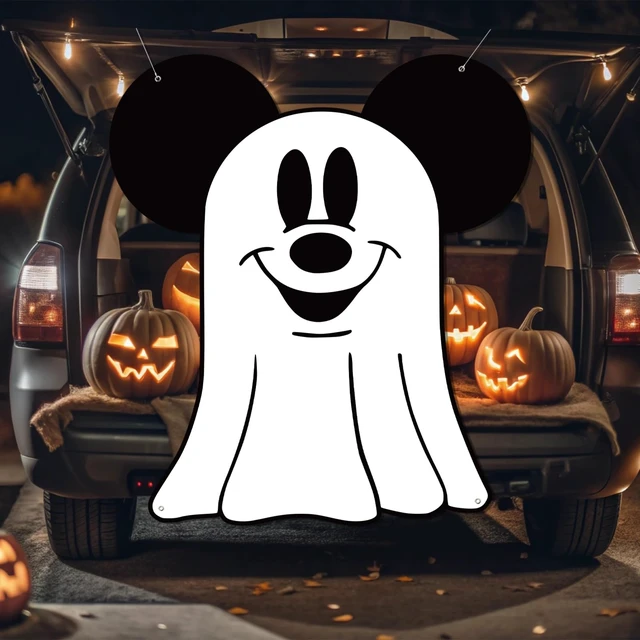 Alt view image 4 of 6 - Halloween Trunk or Treat Decorations,Mouse Theme Ghost Trunk or Treat Backdrop for Halloween Car SUV Truck Garage Door Archway Decorations