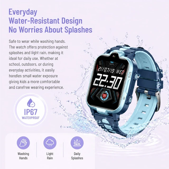 Alt view image 6 of 7 - 4G GPS Smart Watch for Kids with Calling Whatsapp Line Facebook TikTok Tracker Phone Watch Video Call SOS Alarm Voice Chat Message Real-Time Tracking Smartwatch for Age 3-15 Gift Pink