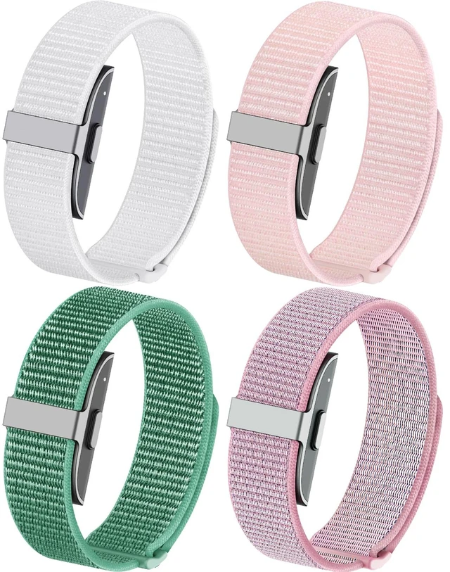 Main image of 4 Pack Nylon Bands Compatible with Hume Band Replacement Strap 1.0 Soft Breathable Fitness Tracker Hume Bands Loop Sport Replacement Wristband for Hume Health Band 1.0 for Men Women