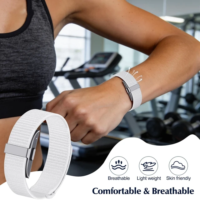 Alt view image 3 of 7 - 4 Pack Nylon Bands Compatible with Hume Band Replacement Strap 1.0 Soft Breathable Fitness Tracker Hume Bands Loop Sport Replacement Wristband for Hume Health Band 1.0 for Men Women