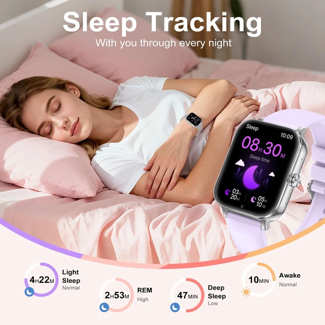 Alt view image 3 of 7 - Smart Watches for Women, 1000mAh Battery lasts 20 days, 1.85" Smart Watch (Answer/Make Calls) Heart Rate/Sleep Monitoring, Activity Trackers 130+ Sports Modes, IP68 Fitness Watch for iOS Android