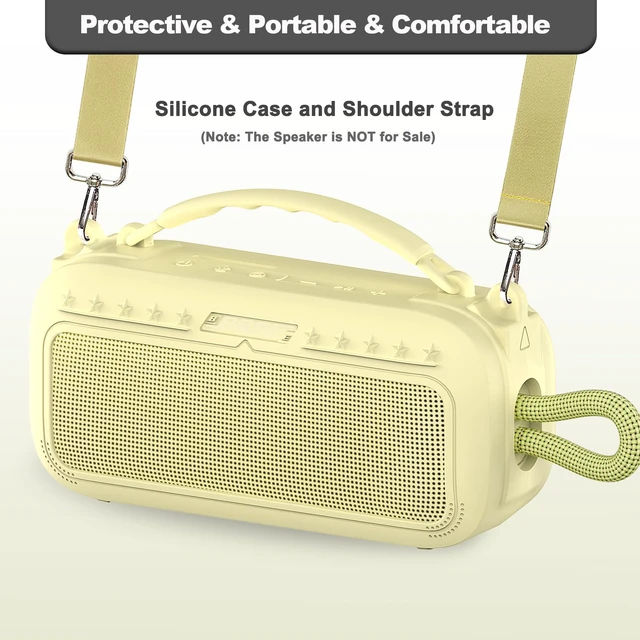 Alt view image 4 of 7 - Silicone Cover Case for Bose SoundLink Plus Portable Speaker Protective Soft Silicone Case with Carrying Handle and Shoulder Strap (Citrus Yellow)