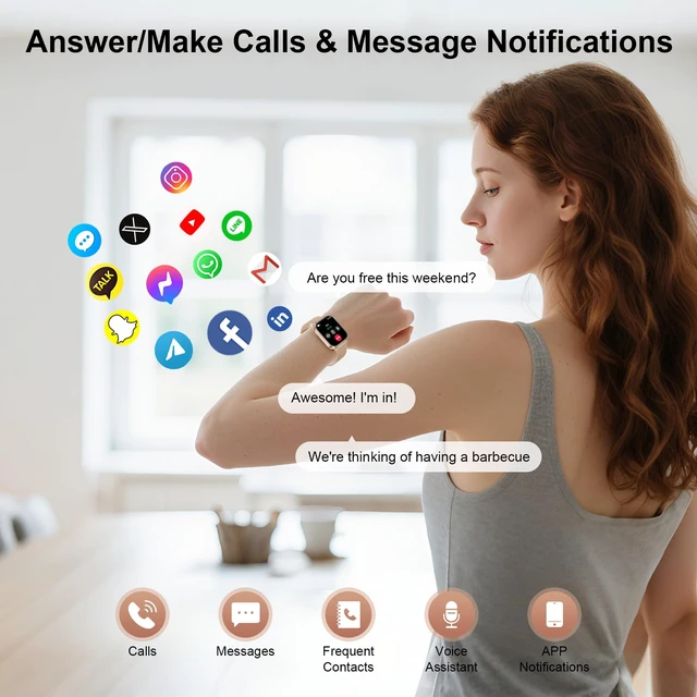 Alt view image 2 of 7 - Smart Watches for Women, 1000mAh Battery lasts 20 days, 1.85"HD Smart Watch (Answer/Make Calls) Heart Rate/Sleep Monitoring, 130+ Sports Modes Activity Trackers, Fitness Watch for iOS Android