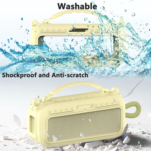 Alt view image 5 of 7 - Silicone Cover Case for Bose SoundLink Plus Portable Speaker Protective Soft Silicone Case with Carrying Handle and Shoulder Strap (Citrus Yellow)