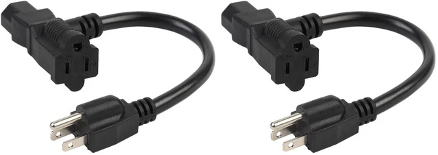 Main image of 1 Foot Nema 5-15P Male to C13/ Nema 5-15R Piggyback Power Cord, UL CUL SJT 14AWG 3C, Replacement for Daisy Chain Pro Audio DJ etc (Pack of 2)