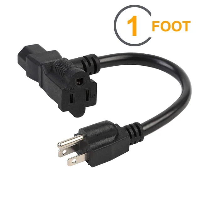 Alt view image 2 of 5 - 1 Foot Nema 5-15P Male to C13/ Nema 5-15R Piggyback Power Cord, UL CUL SJT 14AWG 3C, Replacement for Daisy Chain Pro Audio DJ etc (Pack of 2)