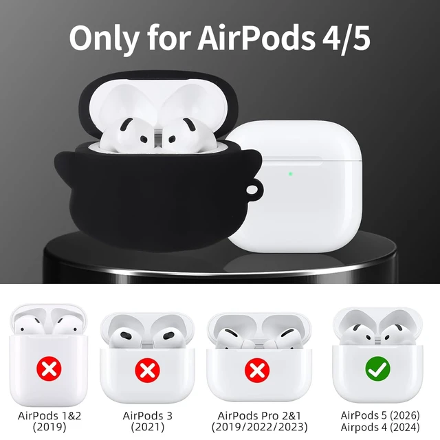 Alt view image 6 of 7 - for AirPods 4 Case & AirPods 5 Case Cute Ghost with Cleaner kit, Black Soft Silicone, Eye can Glow in the Dark, Anime Case for AirPods 5/4th Generation for Women Men
