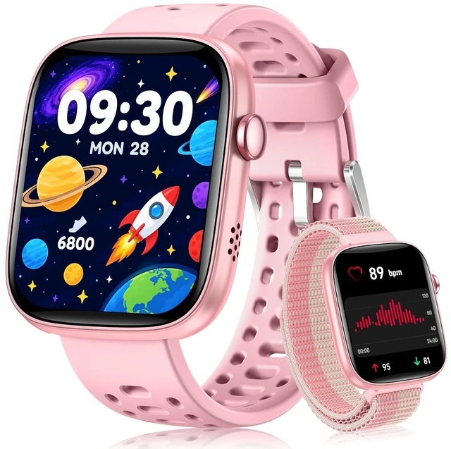 Main image of Kids Smart Watch with Step Counter, Sleep Monitor, Gifts for Girls 1.83" Smart Watch for Kids with 100+ Sports Modes, IP68 Waterproof, Step Counter, Puzzle Games, Pink