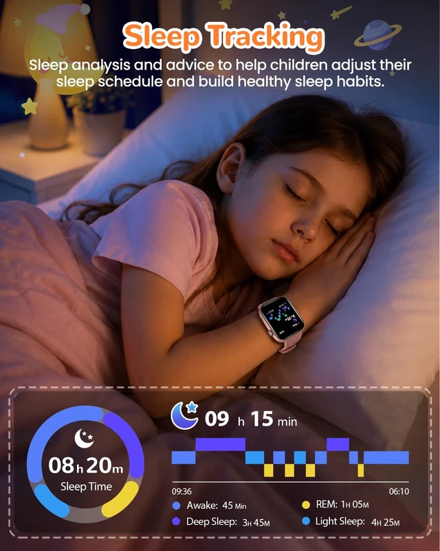 Alt view image 5 of 7 - Kids Smart Watch with Step Counter, Sleep Monitor, Gifts for Girls 1.83" Smart Watch for Kids with 100+ Sports Modes, IP68 Waterproof, Step Counter, Puzzle Games, Pink
