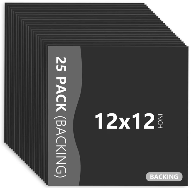Main image of 25 Pack Backing Boards, 12x12 Uncut Black Mat Boards Acid Free Backerboards for Art Prints, Ideal for Photos, Pictures, Prints, and Frames