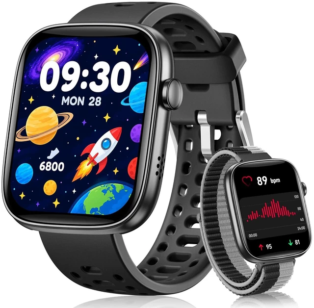Main image of Smart Watch for Kids with No Phone Needed, Heart Rate, for Child Ages 5-12 1.83" Fitness Smart Watch for Kids with 80+ Sports Modes, IP68 Waterproof, Sleep Monitor, Step Counter, Puzzle Games, Black