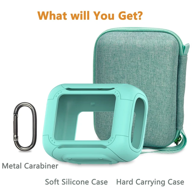 Alt view image 3 of 7 - Protective Case for JBL Go 5 Portable Bluetooth Speaker Accessories Hard Carrying Case and Silicone Cover with Metal Carabiner (Teal Case)