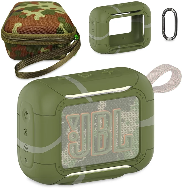 Main image of Protective Case for JBL Go 5 Portable Bluetooth Speaker Accessories Hard Carrying Case and Silicone Cover with Metal Carabiner (Squad Case)