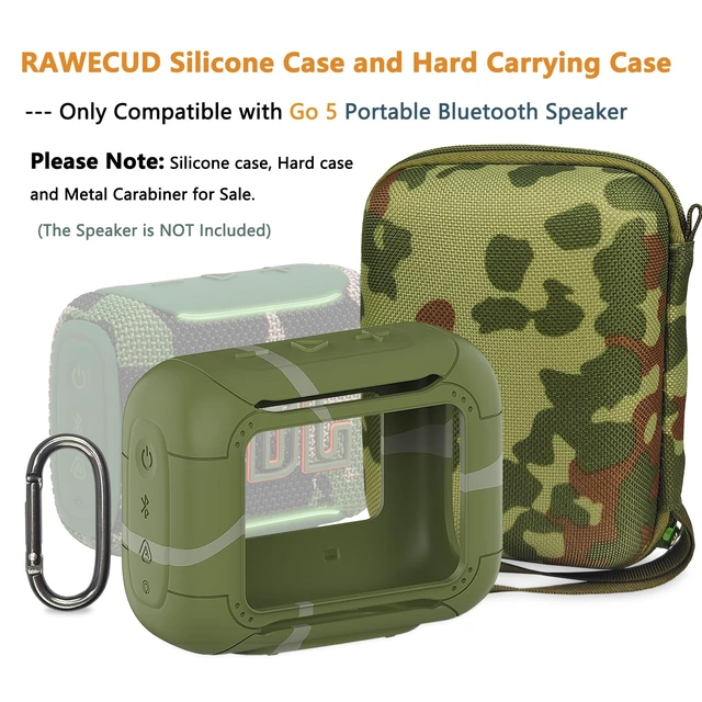 Alt view image 2 of 7 - Protective Case for JBL Go 5 Portable Bluetooth Speaker Accessories Hard Carrying Case and Silicone Cover with Metal Carabiner (Squad Case)