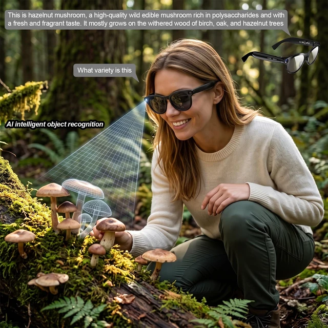 Alt view image 4 of 7 - Smart Glasses with Camera,8MP 1080P Video Camera for Men Women Bluetooth Recording Sunglasses with Ai Voice Assistant, Object Recognition, Translation, Outdoor Travel Work Sports