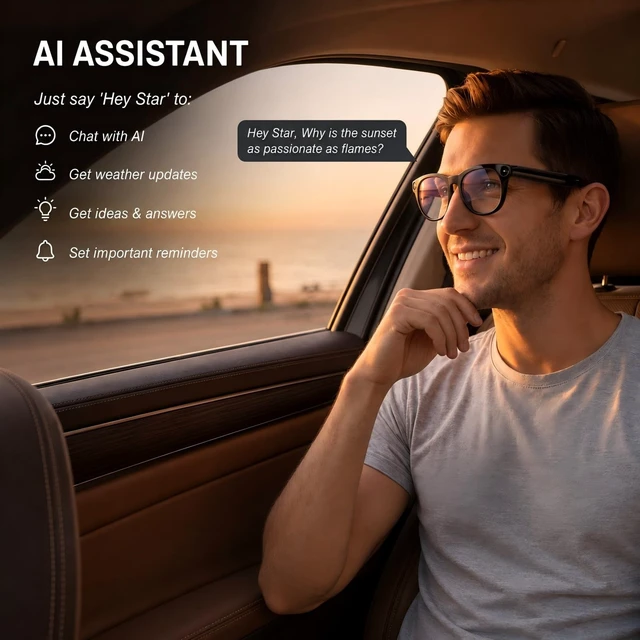 Alt view image 6 of 7 - Smart Glasses with Camera,8MP 1080P Video Camera for Men Women Bluetooth Recording Sunglasses with Ai Voice Assistant, Object Recognition, Translation, Outdoor Travel Work Sports