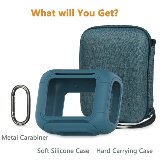 Alt view image 3 of 7 - Protective Case for JBL Go 5 Portable Bluetooth Speaker Accessories Hard Carrying Case and Silicone Cover with Metal Carabiner (Blue Case)