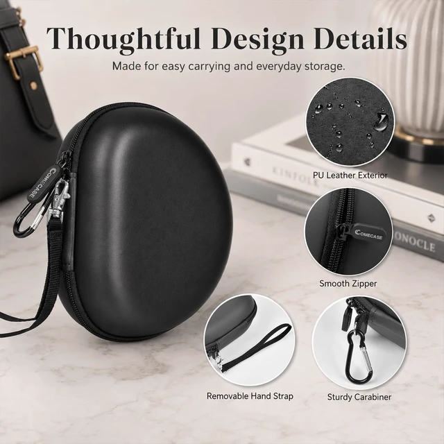 Alt view image 5 of 7 - Hard Headphone Case for Beats Solo 4 3 2 & Studio Pro Extra-Large Protective Shell for Foldable On-Ear Headsets, Storage for Students, Commuters, Home and Travel - Full Black