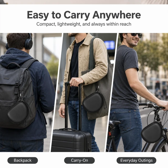 Alt view image 6 of 7 - Hard Headphone Case for Beats Solo 4 3 2 & Studio Pro Extra-Large Protective Shell for Foldable On-Ear Headsets, Storage for Students, Commuters, Home and Travel - Full Black