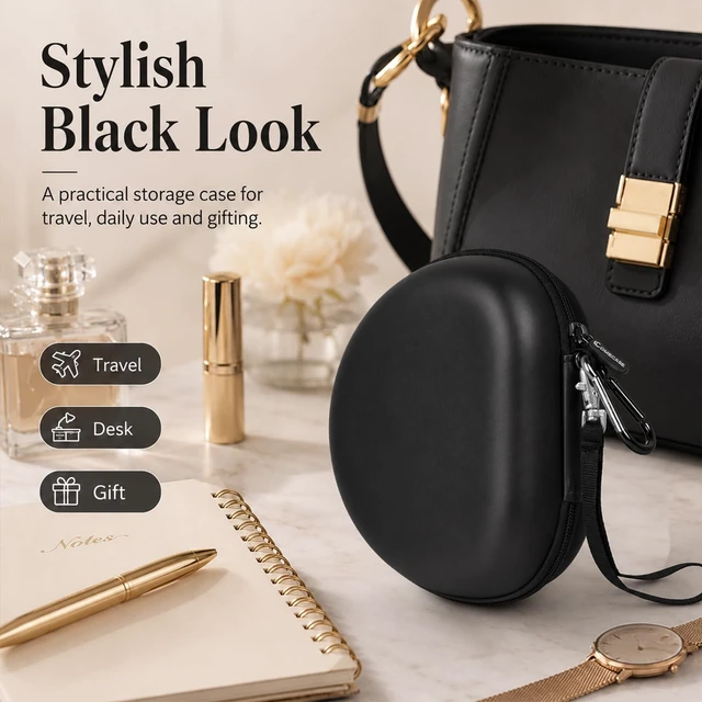 Alt view image 7 of 7 - Hard Headphone Case for Beats Solo 4 3 2 & Studio Pro Extra-Large Protective Shell for Foldable On-Ear Headsets, Storage for Students, Commuters, Home and Travel - Full Black